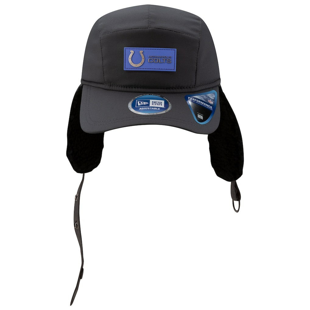 Indianapolis Colts New Era 2025 Sideline Cold Weather Runner Dog Ear Adjustable Hat - Charcoal - NFL