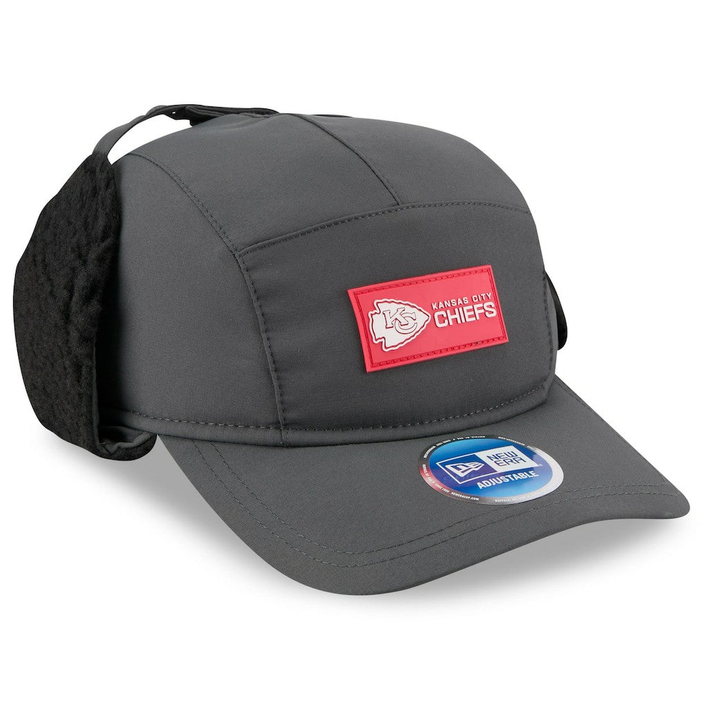 Kansas City Chiefs New Era 2025 Sideline Cold Weather Runner Dog Ear Adjustable Hat - Charcoal - NFL