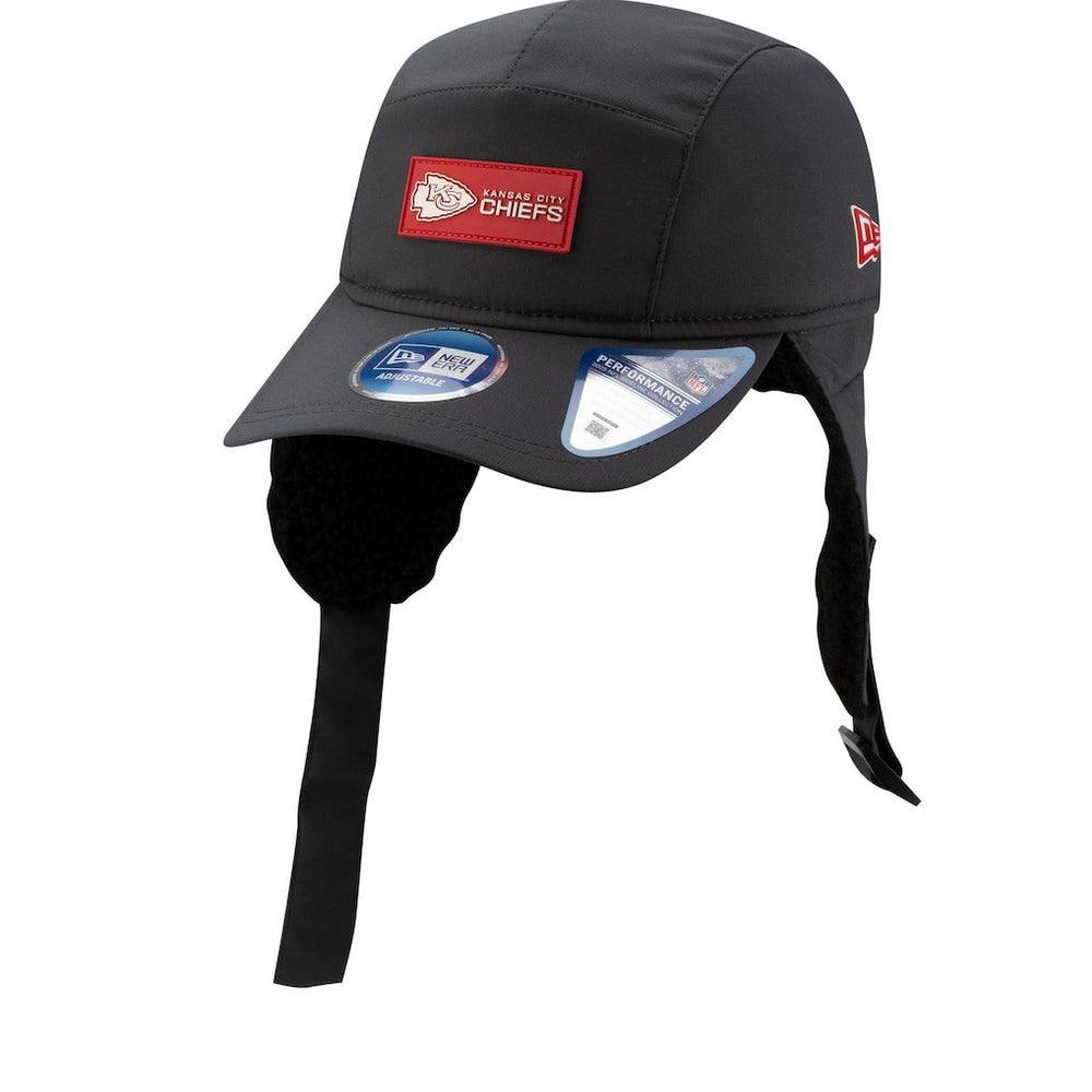 Kansas City Chiefs New Era 2025 Sideline Cold Weather Runner Dog Ear Adjustable Hat - Charcoal - NFL
