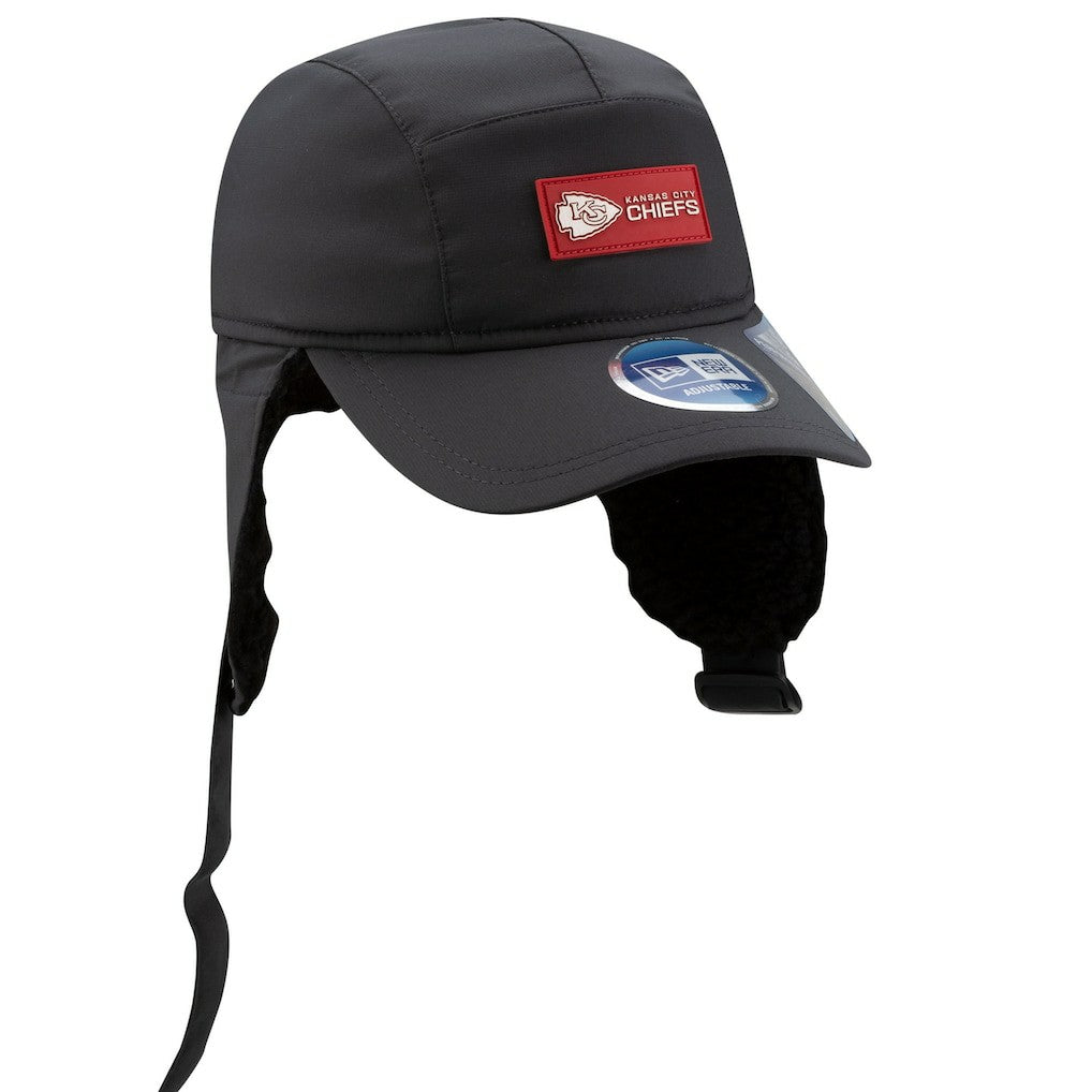 Kansas City Chiefs New Era 2025 Sideline Cold Weather Runner Dog Ear Adjustable Hat - Charcoal - NFL