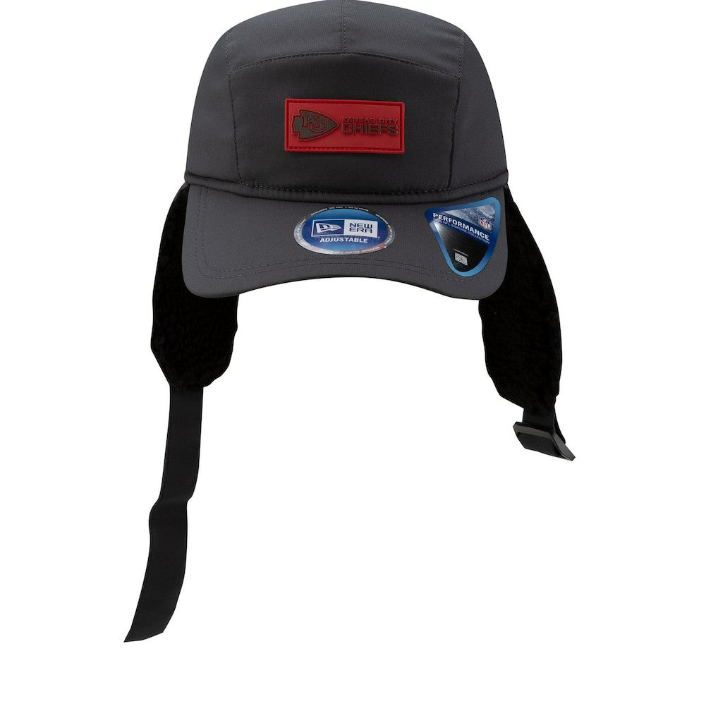 Kansas City Chiefs New Era 2025 Sideline Cold Weather Runner Dog Ear Adjustable Hat - Charcoal - NFL