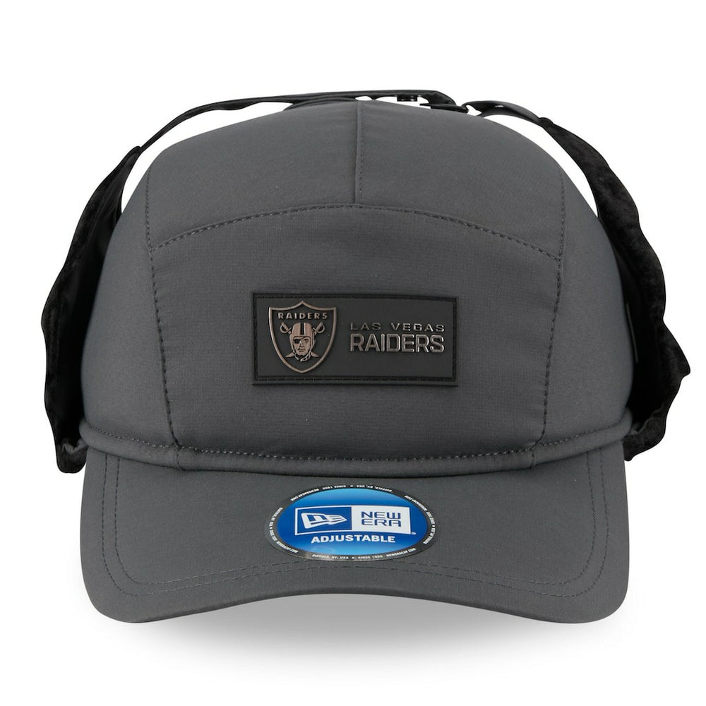 Las Vegas Raiders New Era 2025 Sideline Cold Weather Runner Dog Ear Adjustable Hat - Charcoal - NFL