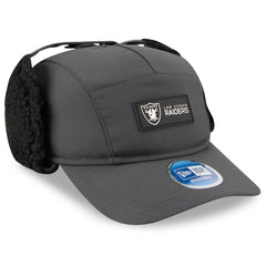 Las Vegas Raiders New Era 2025 Sideline Cold Weather Runner Dog Ear Adjustable Hat - Charcoal - NFL