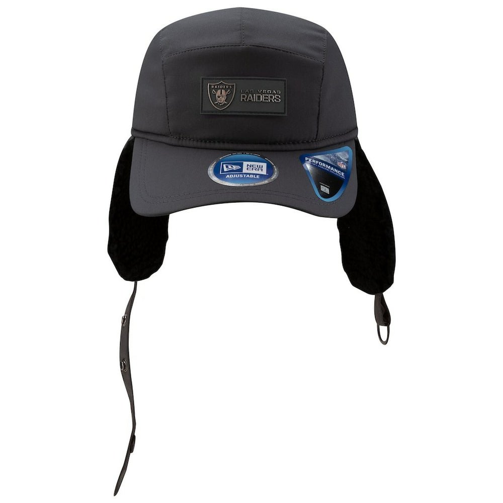Las Vegas Raiders New Era 2025 Sideline Cold Weather Runner Dog Ear Adjustable Hat - Charcoal - NFL