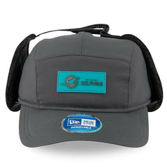 Miami Dolphins New Era 2025 Sideline Cold Weather Runner Dog Ear Adjustable Hat - Charcoal - NFL