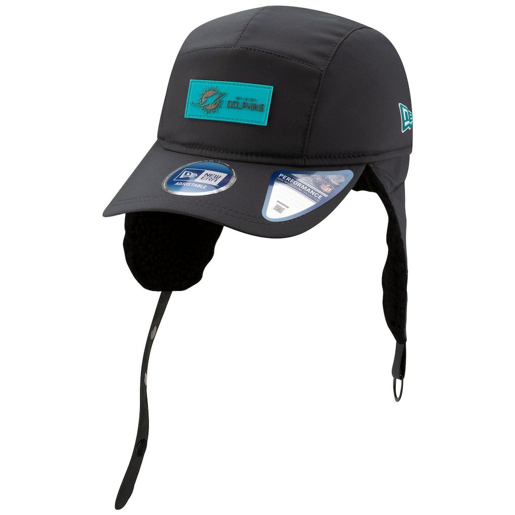 Miami Dolphins New Era 2025 Sideline Cold Weather Runner Dog Ear Adjustable Hat - Charcoal - NFL