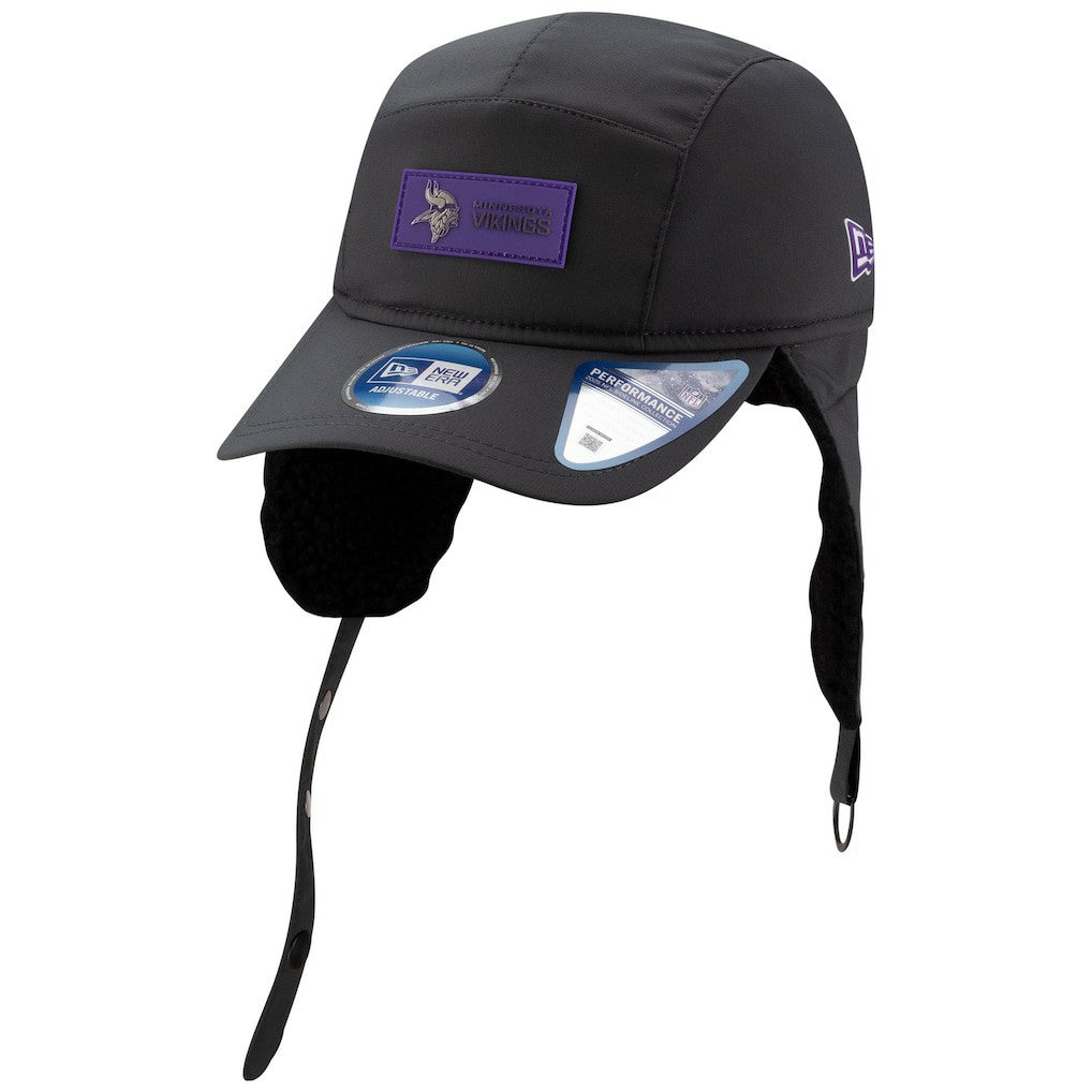 Minnesota Vikings New Era 2025 Sideline Cold Weather Runner Dog Ear Adjustable Hat - Charcoal - NFL