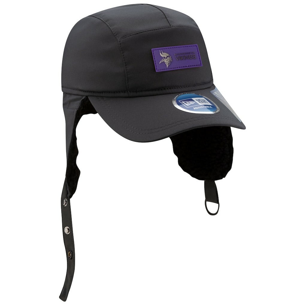 Minnesota Vikings New Era 2025 Sideline Cold Weather Runner Dog Ear Adjustable Hat - Charcoal - NFL