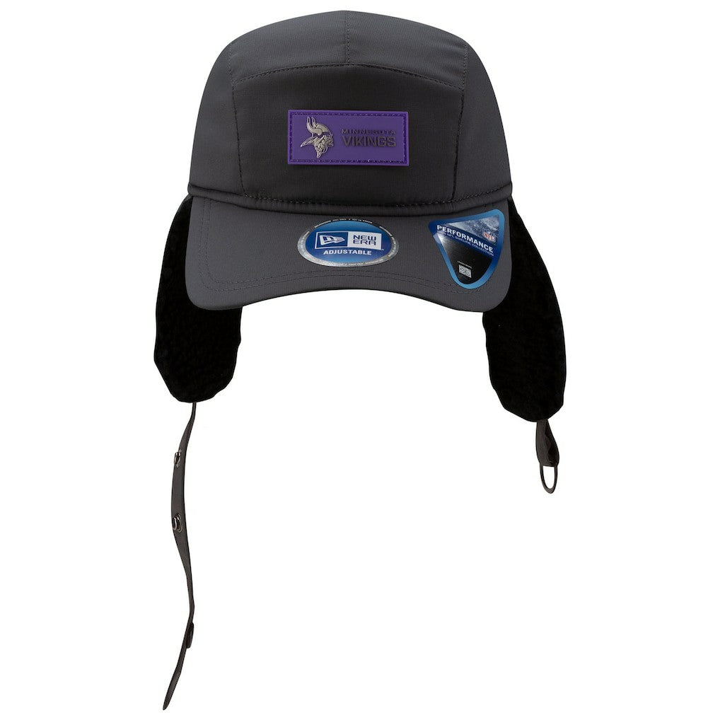 Minnesota Vikings New Era 2025 Sideline Cold Weather Runner Dog Ear Adjustable Hat - Charcoal - NFL