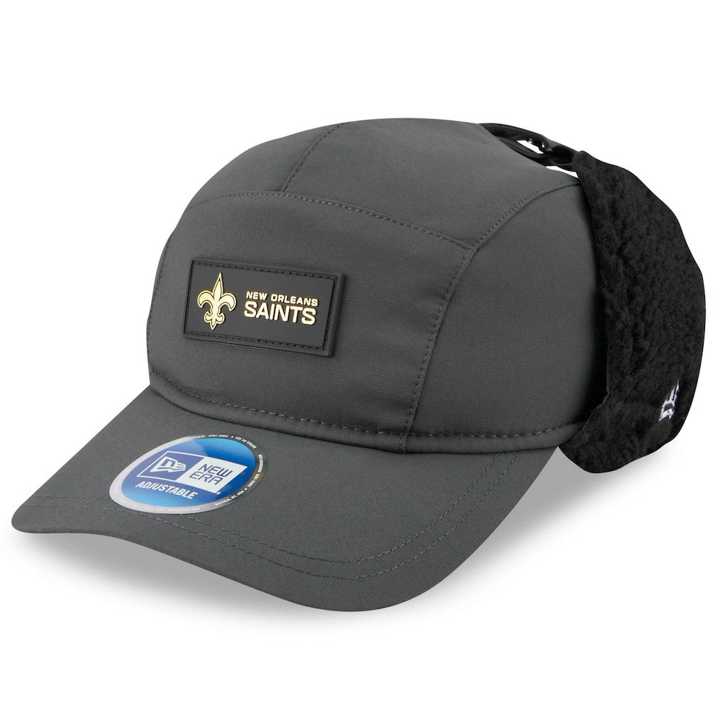 New Orleans Saints New Era 2025 Sideline Cold Weather Runner Dog Ear Adjustable Hat - Charcoal - NFL