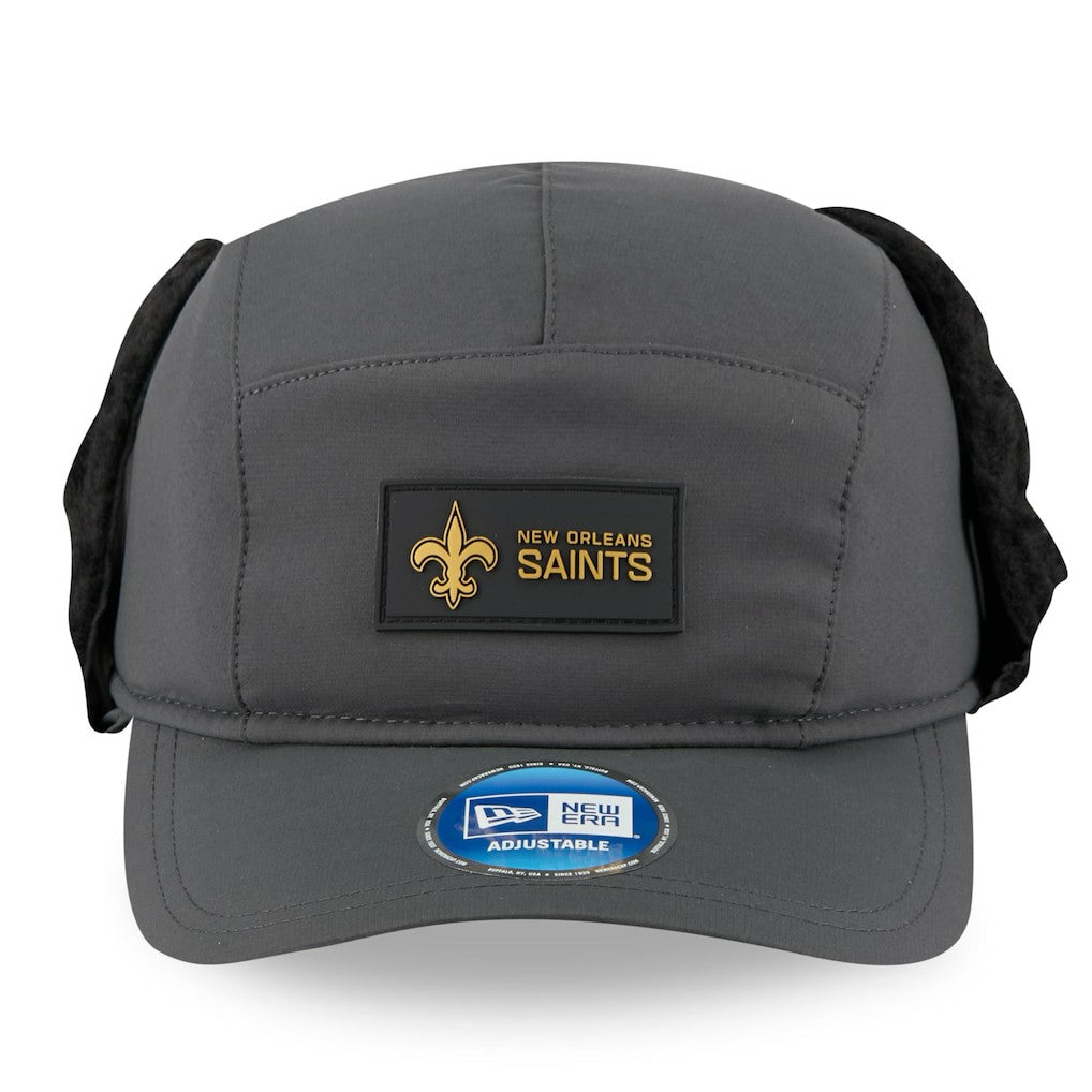 New Orleans Saints New Era 2025 Sideline Cold Weather Runner Dog Ear Adjustable Hat - Charcoal - NFL