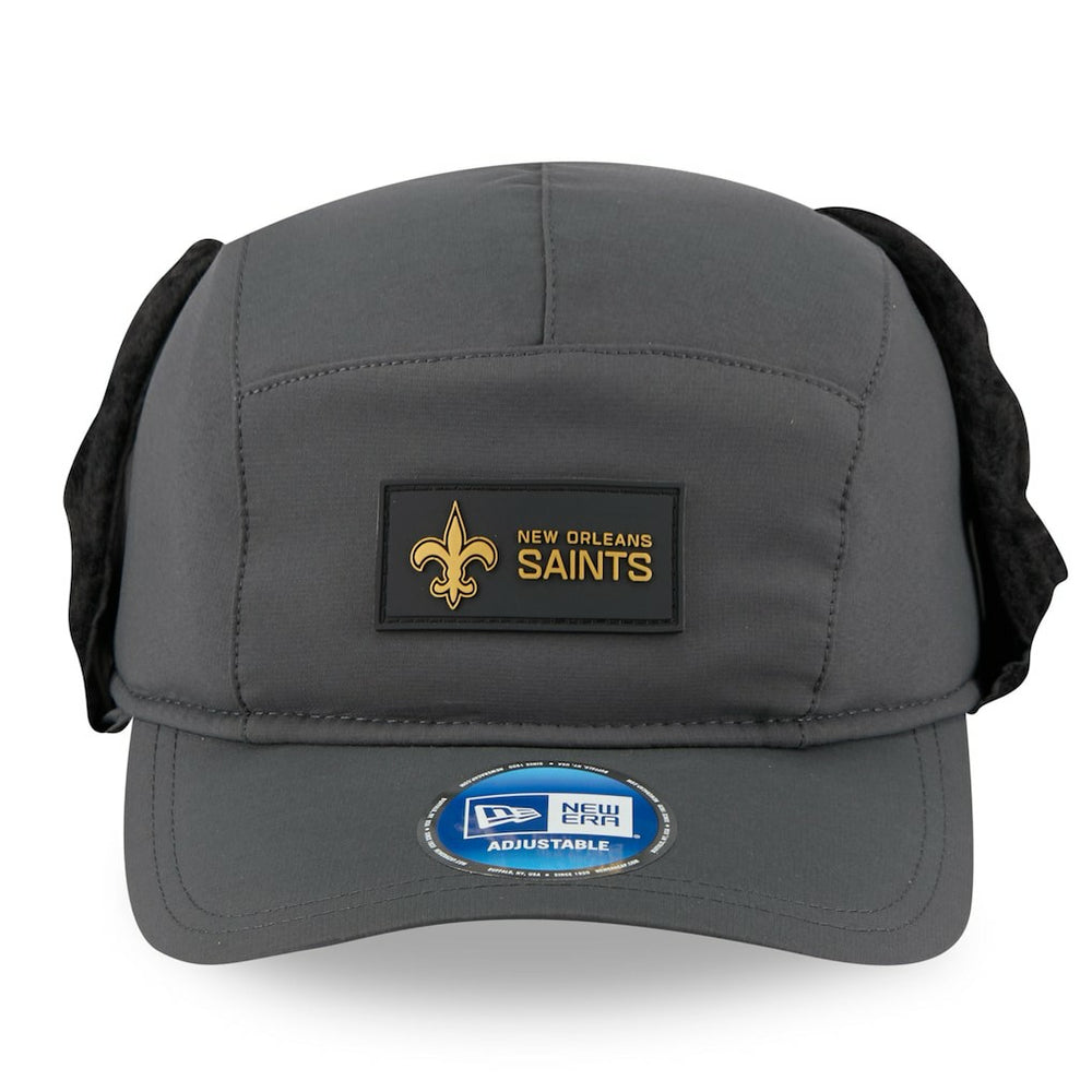 New Orleans Saints New Era 2025 Sideline Cold Weather Runner Dog Ear Adjustable Hat - Charcoal - NFL
