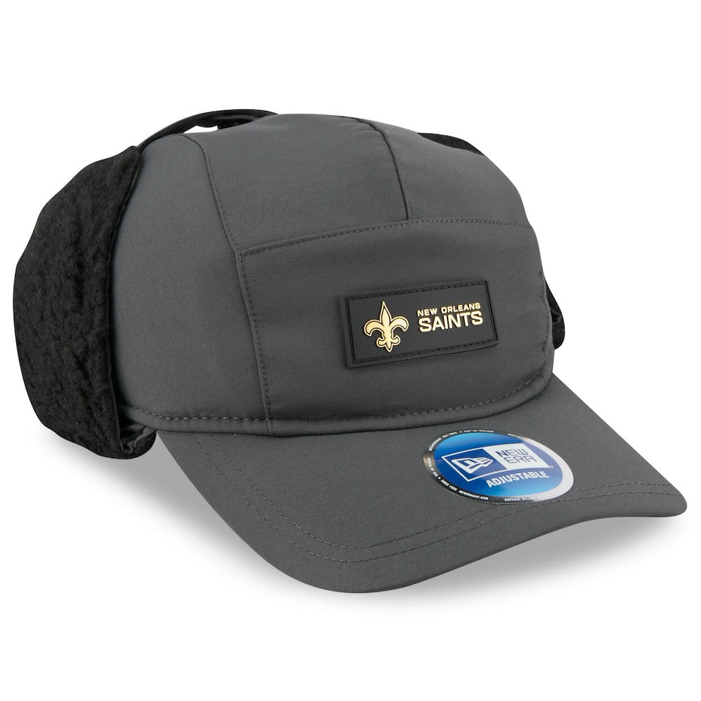 New Orleans Saints New Era 2025 Sideline Cold Weather Runner Dog Ear Adjustable Hat - Charcoal - NFL