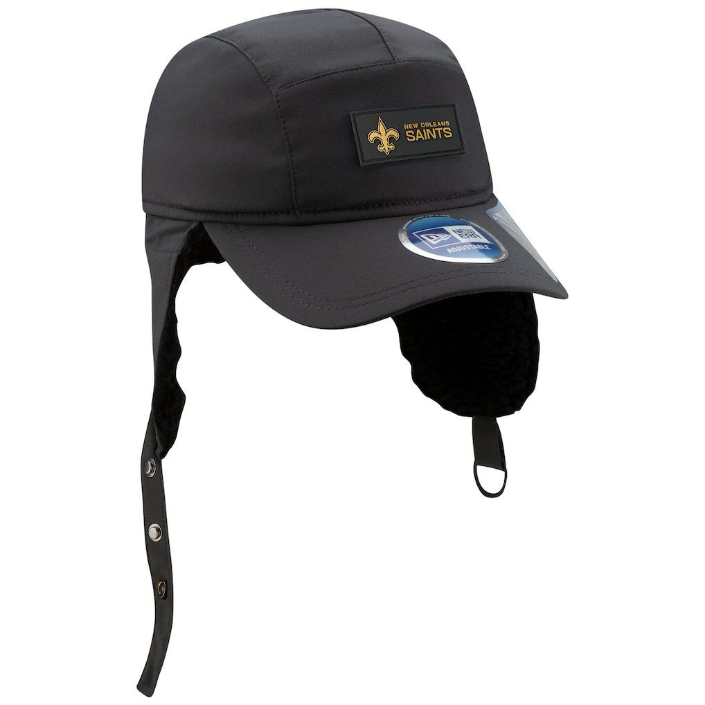 New Orleans Saints New Era 2025 Sideline Cold Weather Runner Dog Ear Adjustable Hat - Charcoal - NFL
