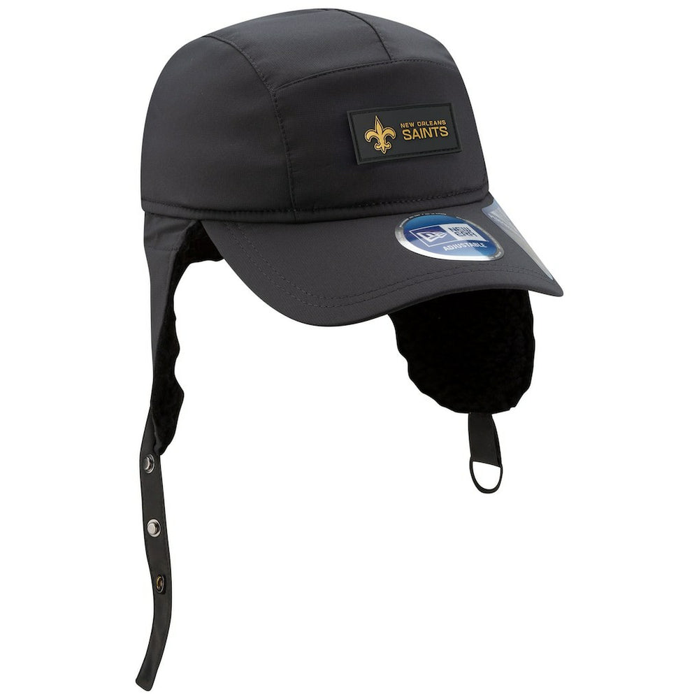 New Orleans Saints New Era 2025 Sideline Cold Weather Runner Dog Ear Adjustable Hat - Charcoal - NFL