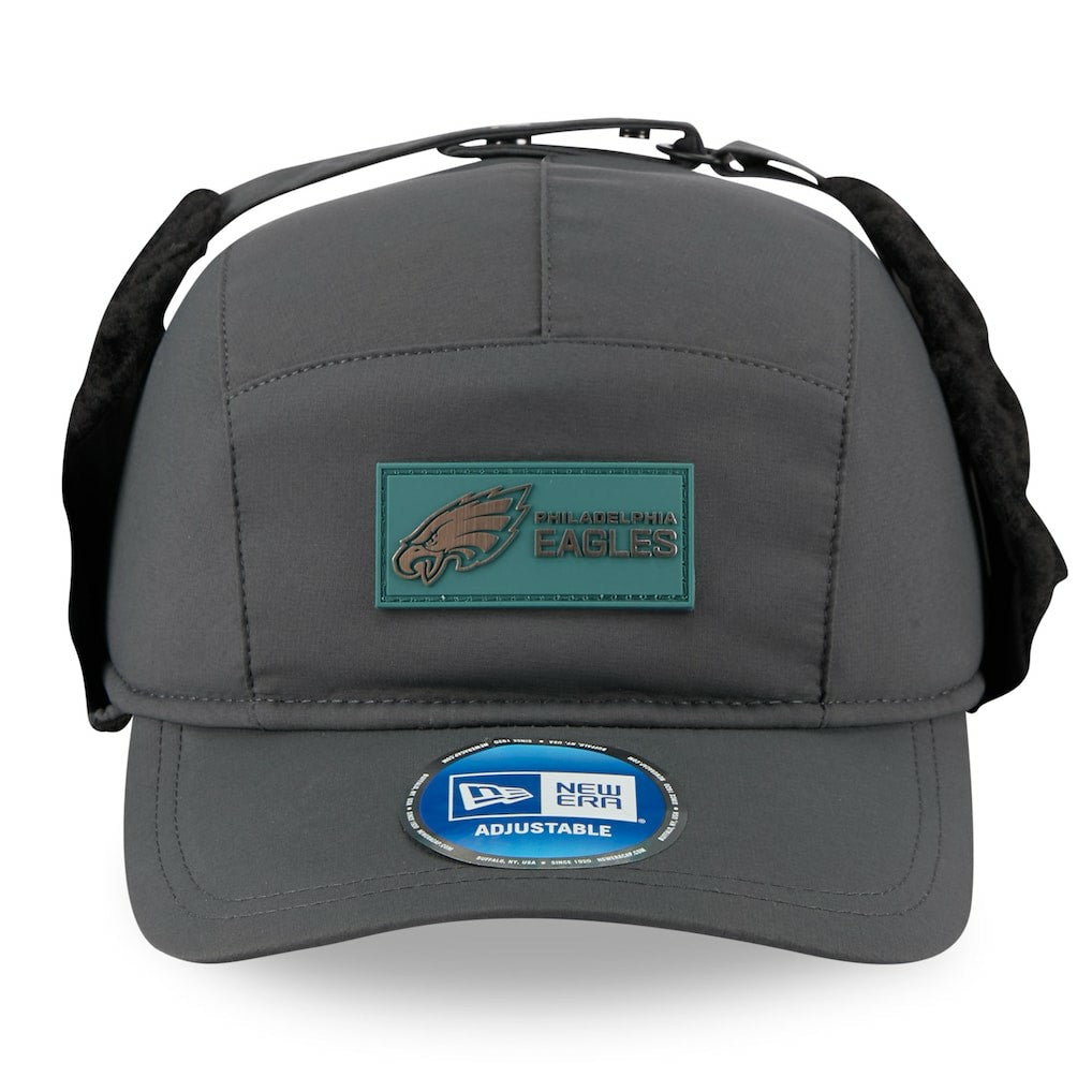 Philadelphia Eagles New Era 2025 Sideline Cold Weather Runner Dog Ear Adjustable Hat - Charcoal - NFL