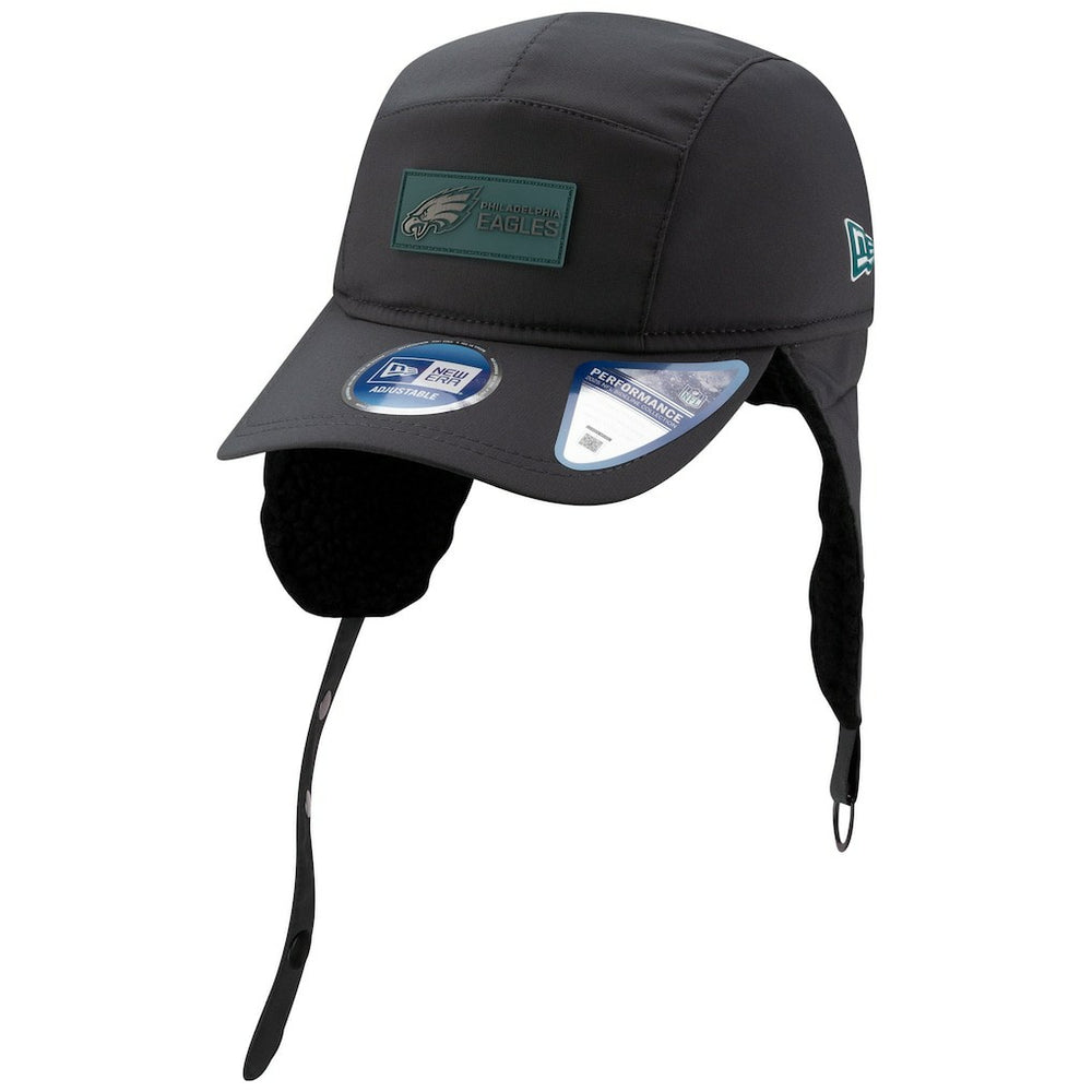 Philadelphia Eagles New Era 2025 Sideline Cold Weather Runner Dog Ear Adjustable Hat - Charcoal - NFL