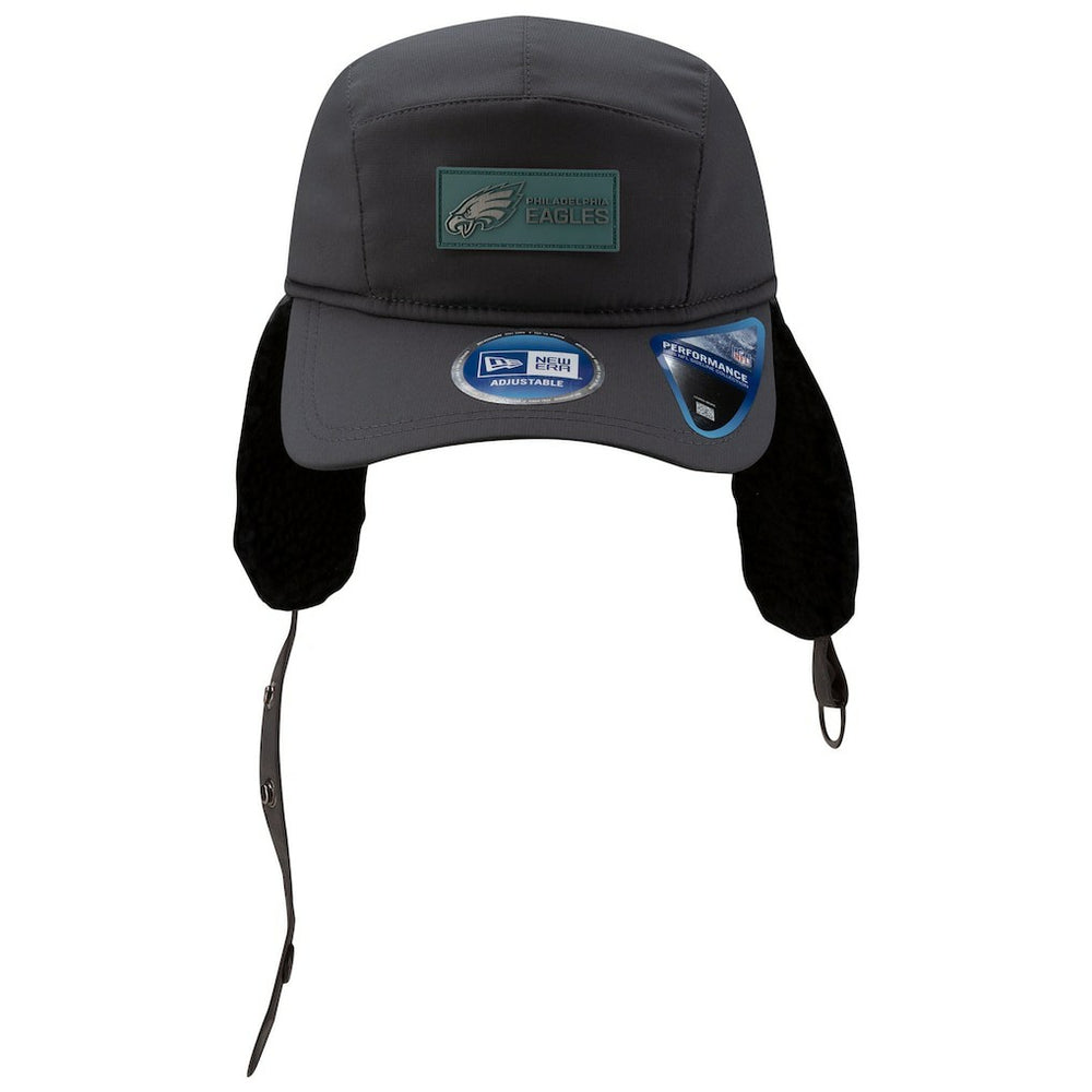 Philadelphia Eagles New Era 2025 Sideline Cold Weather Runner Dog Ear Adjustable Hat - Charcoal - NFL