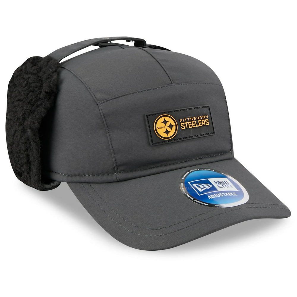 Pittsburgh Steelers New Era 2025 Sideline Cold Weather Runner Dog Ear Adjustable Hat - Charcoal - NFL