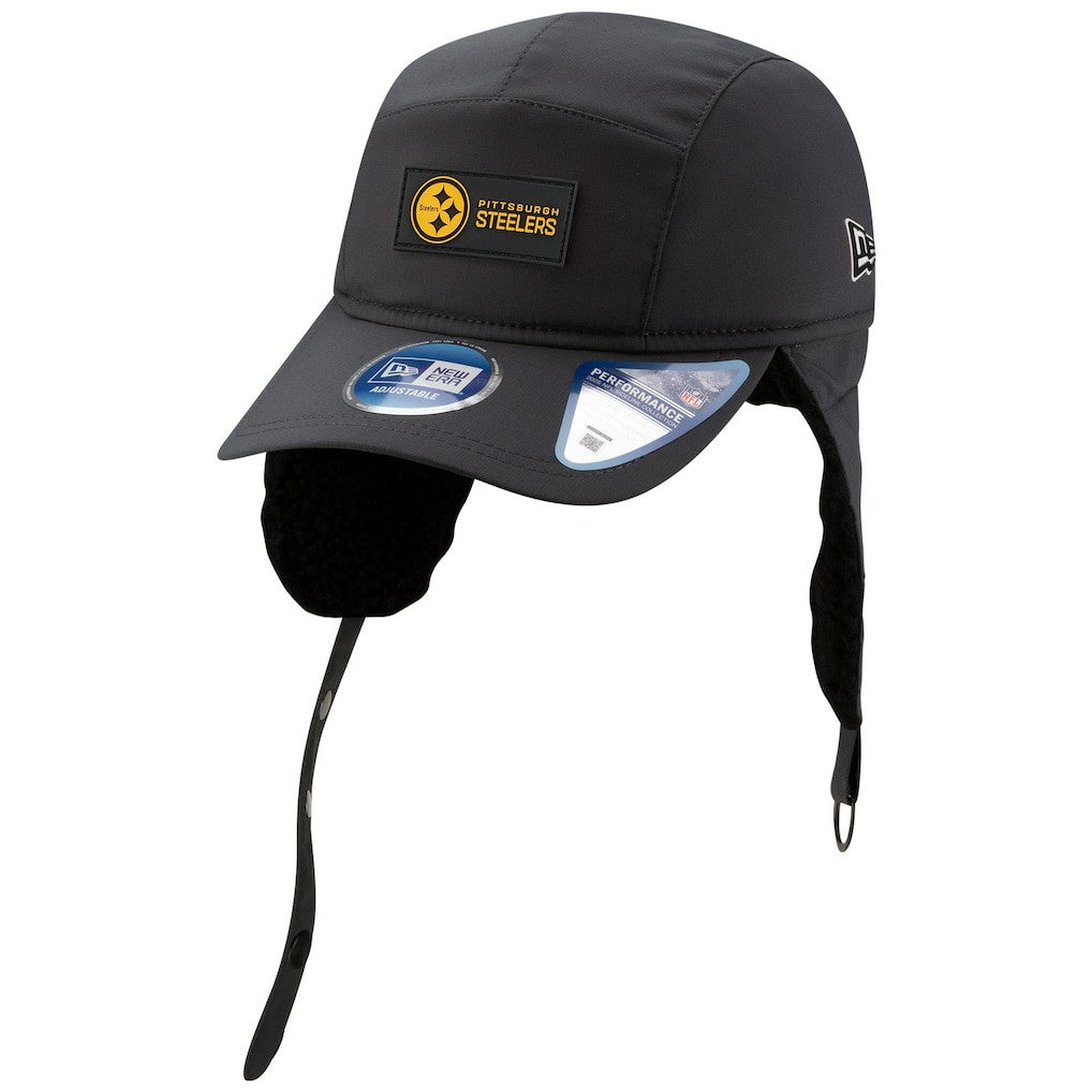 Pittsburgh Steelers New Era 2025 Sideline Cold Weather Runner Dog Ear Adjustable Hat - Charcoal - NFL