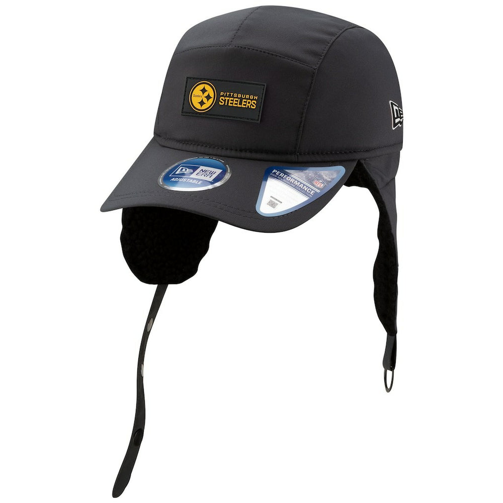 Pittsburgh Steelers New Era 2025 Sideline Cold Weather Runner Dog Ear Adjustable Hat - Charcoal - NFL