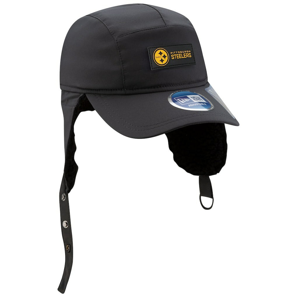 Pittsburgh Steelers New Era 2025 Sideline Cold Weather Runner Dog Ear Adjustable Hat - Charcoal - NFL