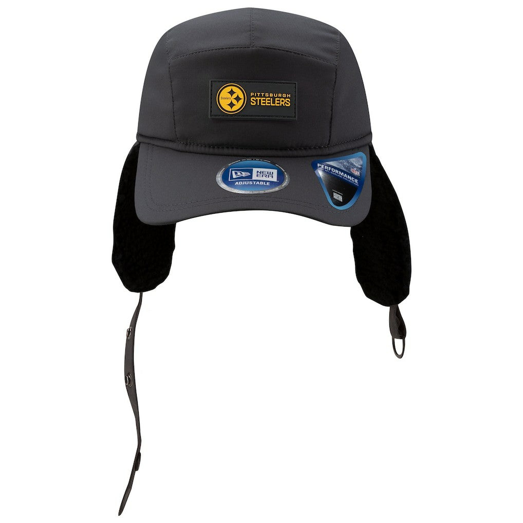 Pittsburgh Steelers New Era 2025 Sideline Cold Weather Runner Dog Ear Adjustable Hat - Charcoal - NFL