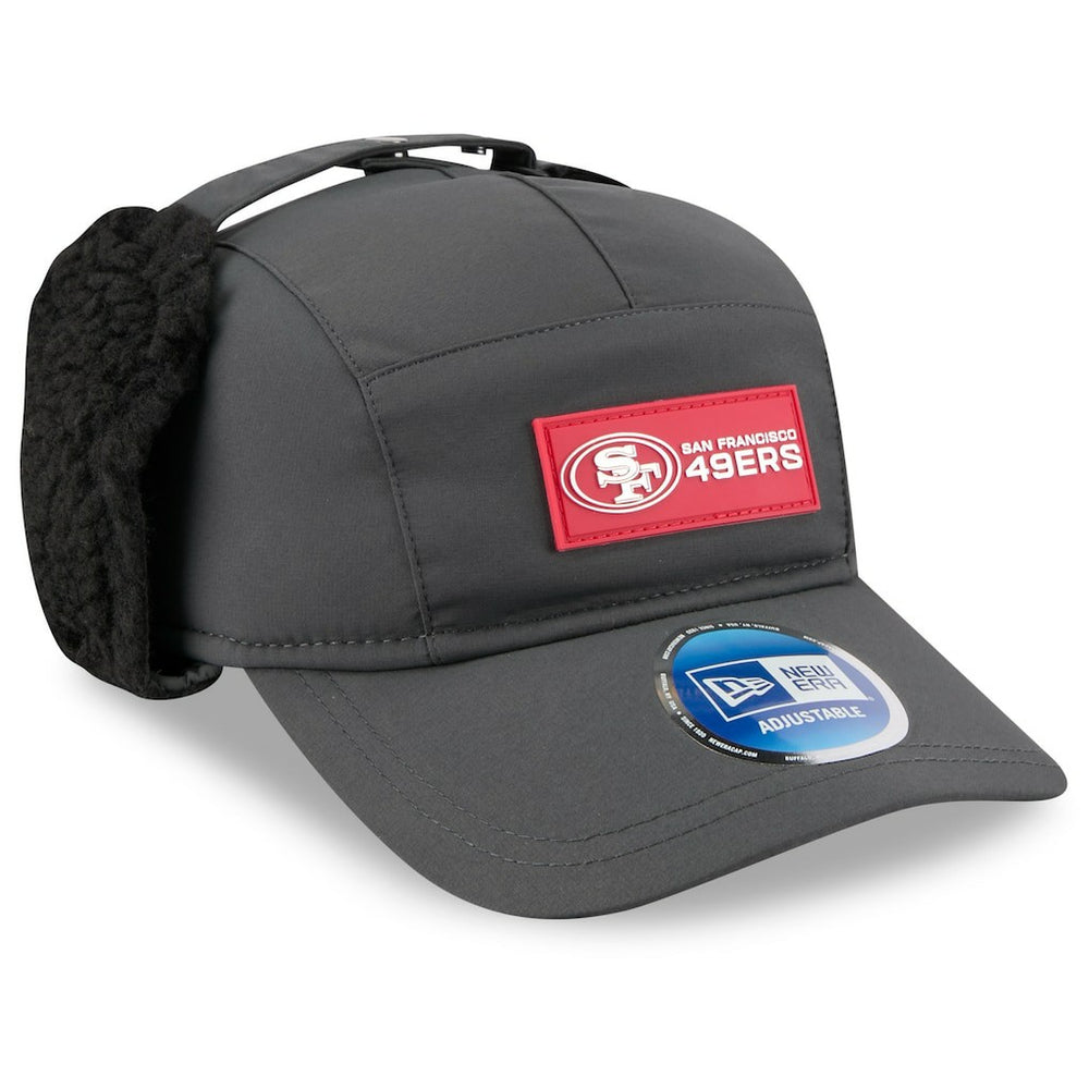 San Francisco 49ers New Era 2025 Sideline Cold Weather Runner Dog Ear Adjustable Hat - Charcoal - NFL