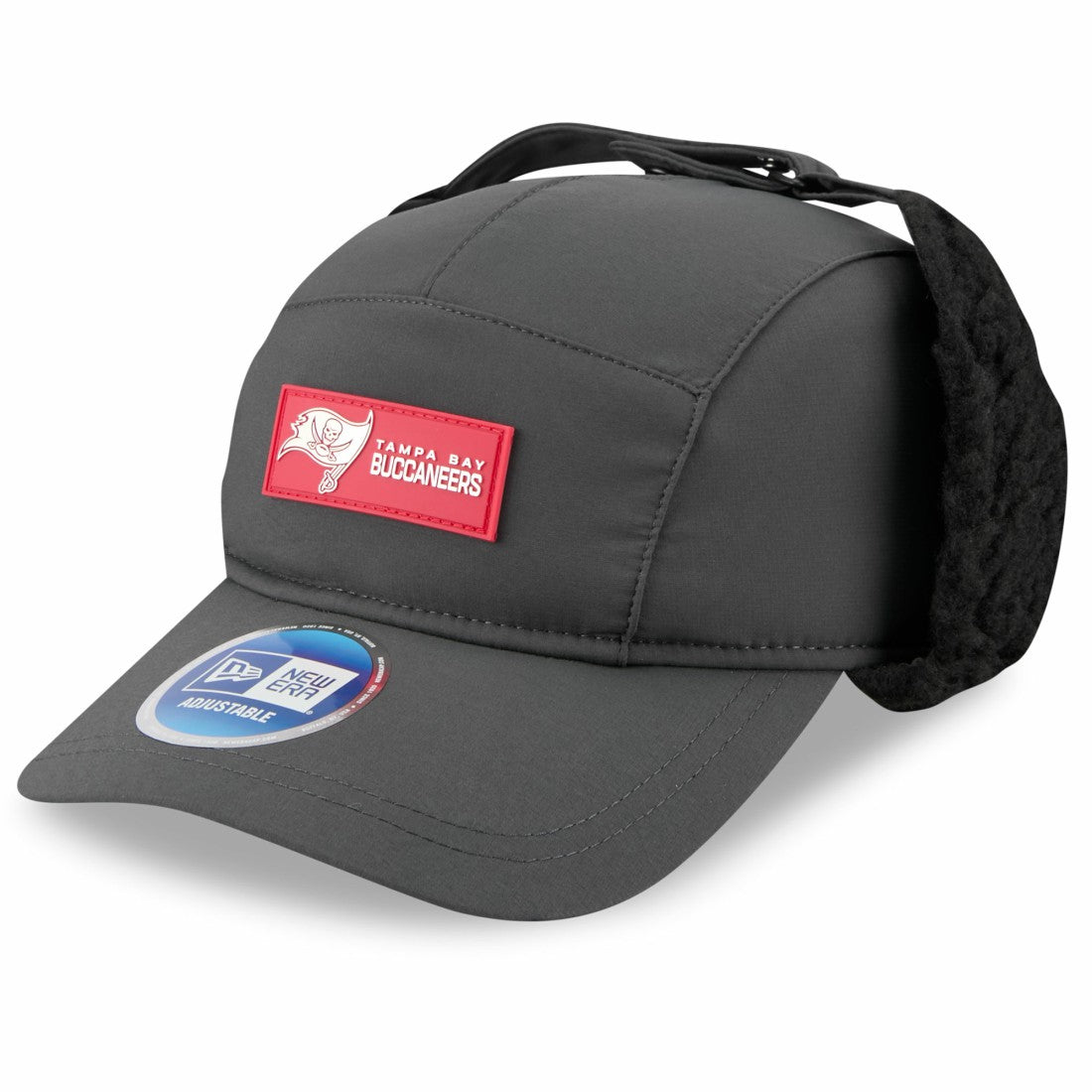 Tampa Bay Buccaneers New Era 2025 Sideline Cold Weather Runner Dog Ear Adjustable Hat - Charcoal - NFL