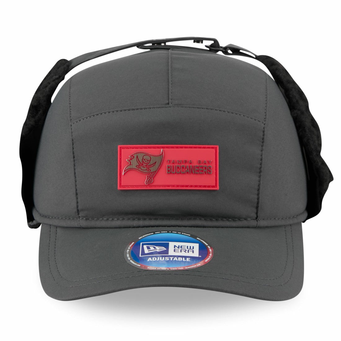 Tampa Bay Buccaneers New Era 2025 Sideline Cold Weather Runner Dog Ear Adjustable Hat - Charcoal - NFL