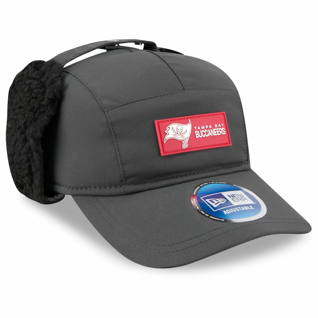 Tampa Bay Buccaneers New Era 2025 Sideline Cold Weather Runner Dog Ear Adjustable Hat - Charcoal - NFL