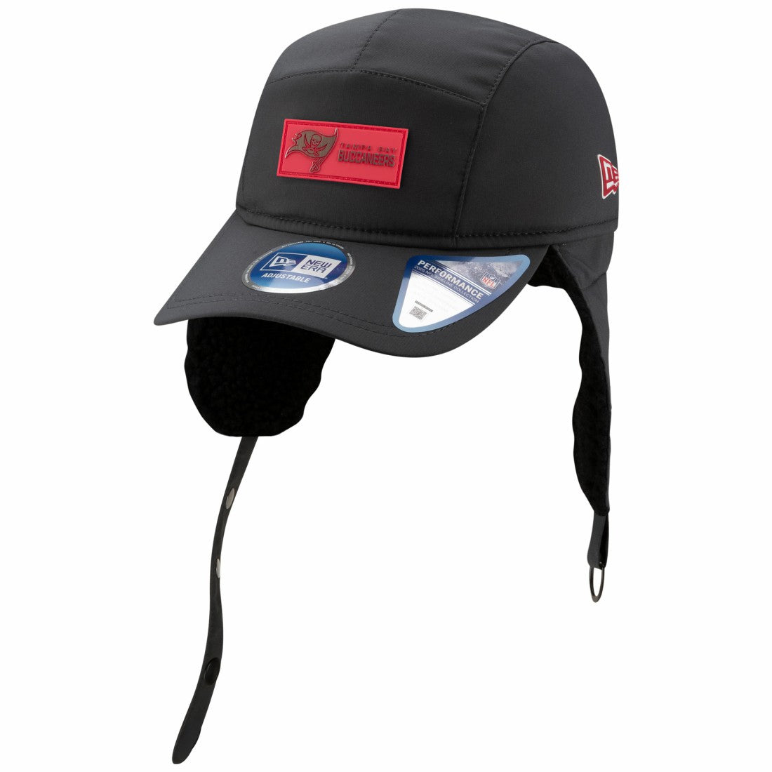 Tampa Bay Buccaneers New Era 2025 Sideline Cold Weather Runner Dog Ear Adjustable Hat - Charcoal - NFL