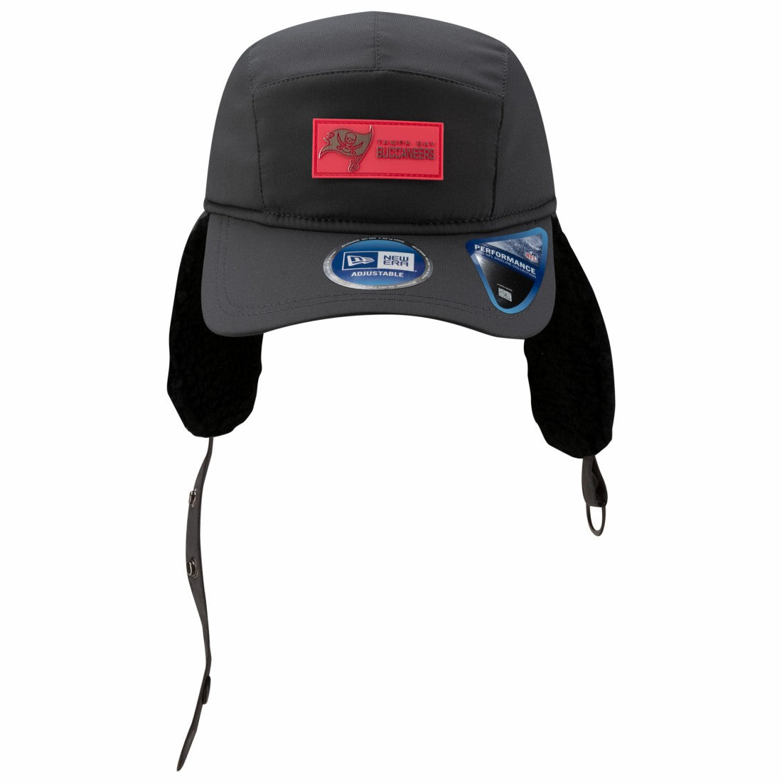 Tampa Bay Buccaneers New Era 2025 Sideline Cold Weather Runner Dog Ear Adjustable Hat - Charcoal - NFL