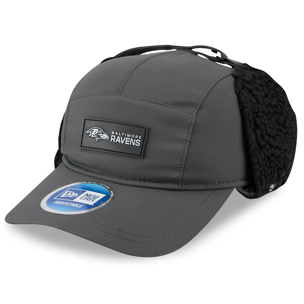 Baltimore Ravens New Era 2025 Sideline Cold Weather Runner Dog Ear Adjustable Hat - Charcoal - NFL