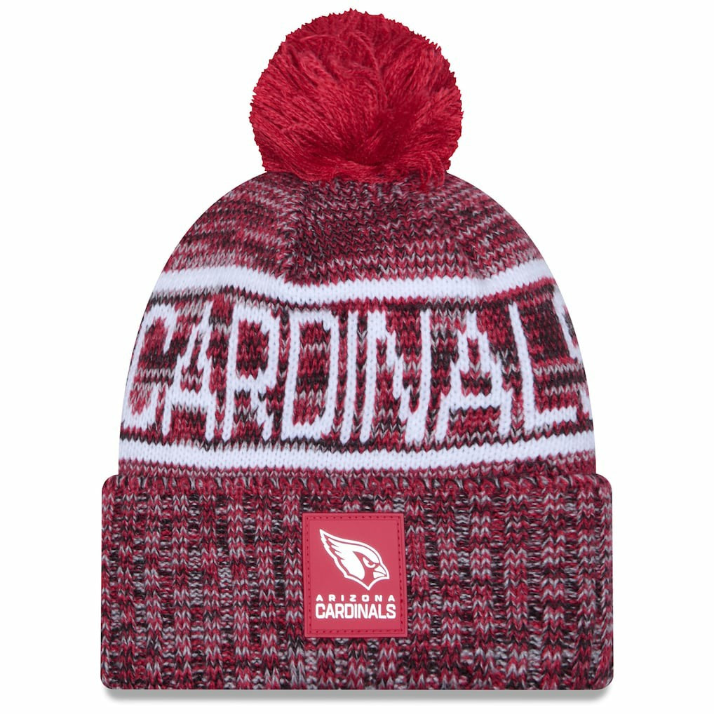 Arizona Cardinals New Era 2025 Sideline Cold Weather Cuffed Knit Hat with Pom - Cardinal - NFL