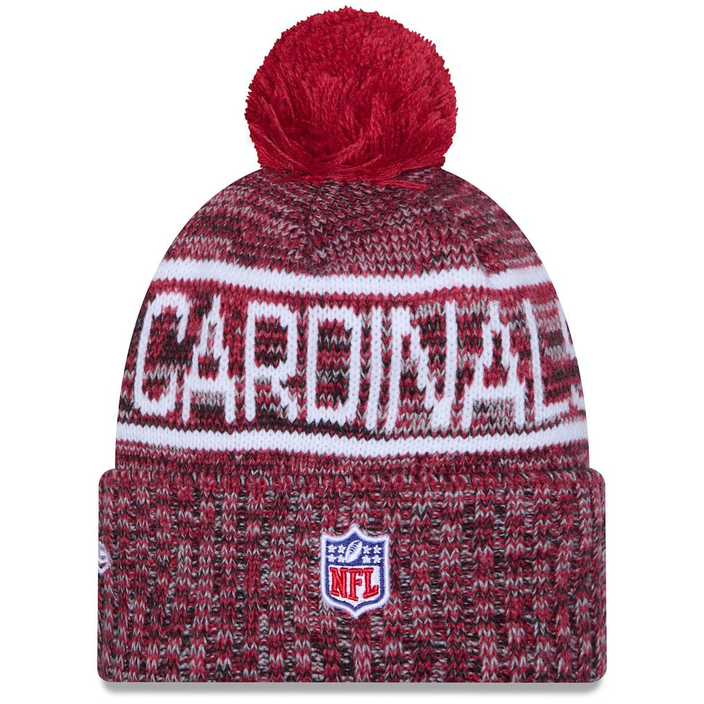 Arizona Cardinals New Era 2025 Sideline Cold Weather Cuffed Knit Hat with Pom - Cardinal - NFL