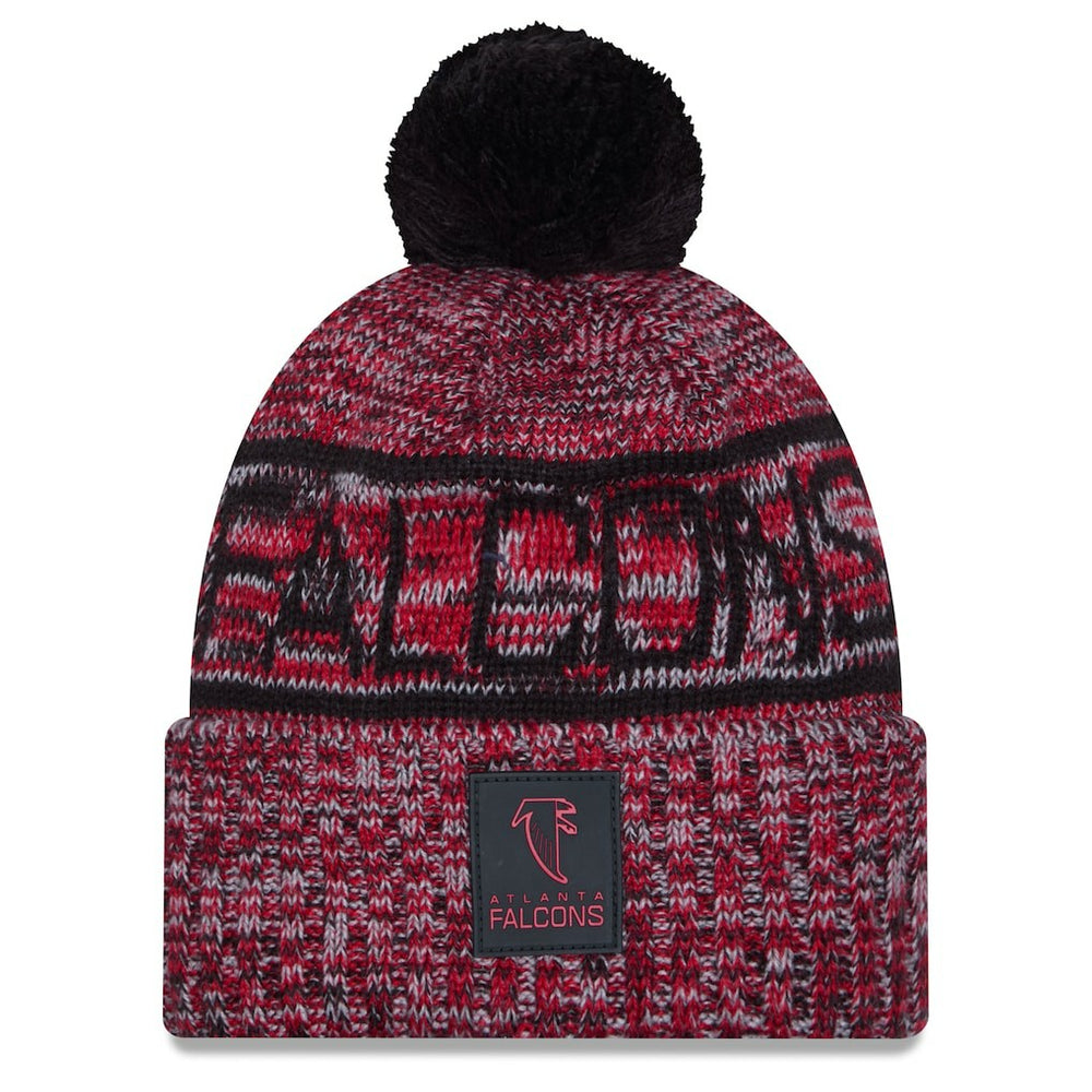 Atlanta Falcons New Era 2025 Sideline Cold Weather Cuffed Knit Hat with Pom - Red - NFL