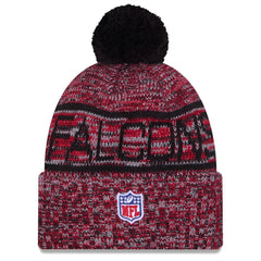 Atlanta Falcons New Era 2025 Sideline Cold Weather Cuffed Knit Hat with Pom - Red - NFL
