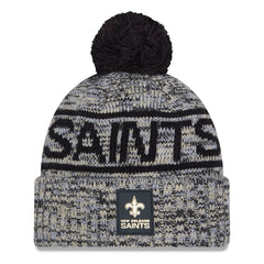 New Orleans Saints New Era 2025 Sideline Cold Weather Cuffed Knit Hat with Pom - Black - NFL