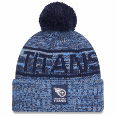 Tennessee Titans New Era 2025 Sideline Cold Weather Cuffed Knit Hat with Pom - Light Blue - NFL