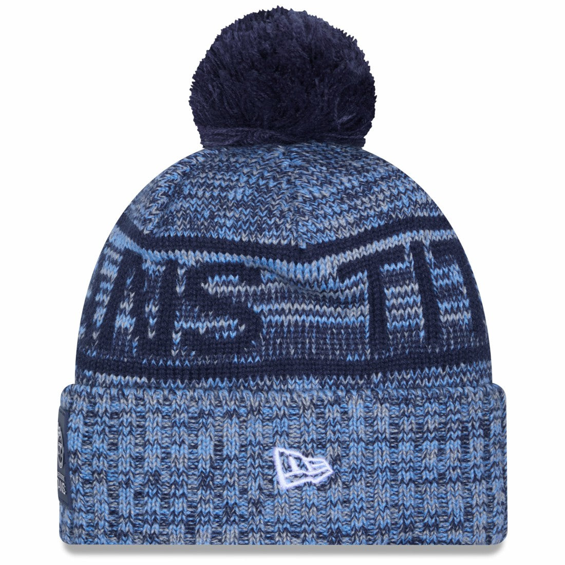 Tennessee Titans New Era 2025 Sideline Cold Weather Cuffed Knit Hat with Pom - Light Blue - NFL