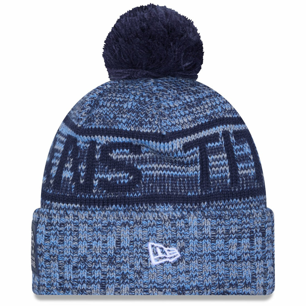 Tennessee Titans New Era 2025 Sideline Cold Weather Cuffed Knit Hat with Pom - Light Blue - NFL