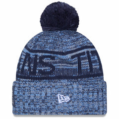Tennessee Titans New Era 2025 Sideline Cold Weather Cuffed Knit Hat with Pom - Light Blue - NFL