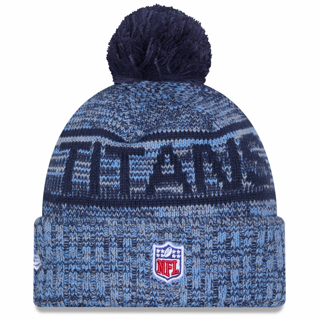 Tennessee Titans New Era 2025 Sideline Cold Weather Cuffed Knit Hat with Pom - Light Blue - NFL