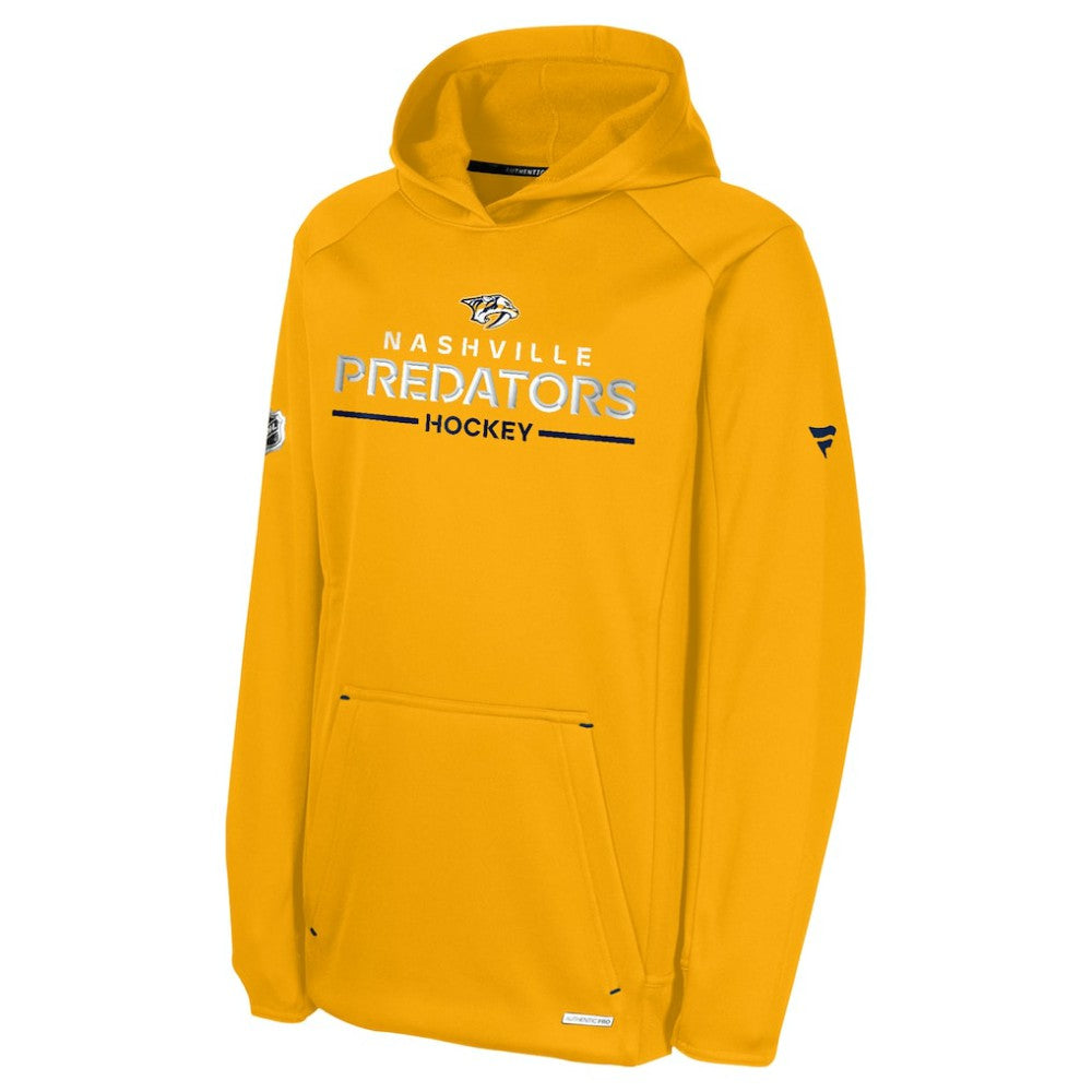 Nashville Predators Fanatics Youth Authentic Pro Rink Raglan Hoodie - Gold | Fanatics near me