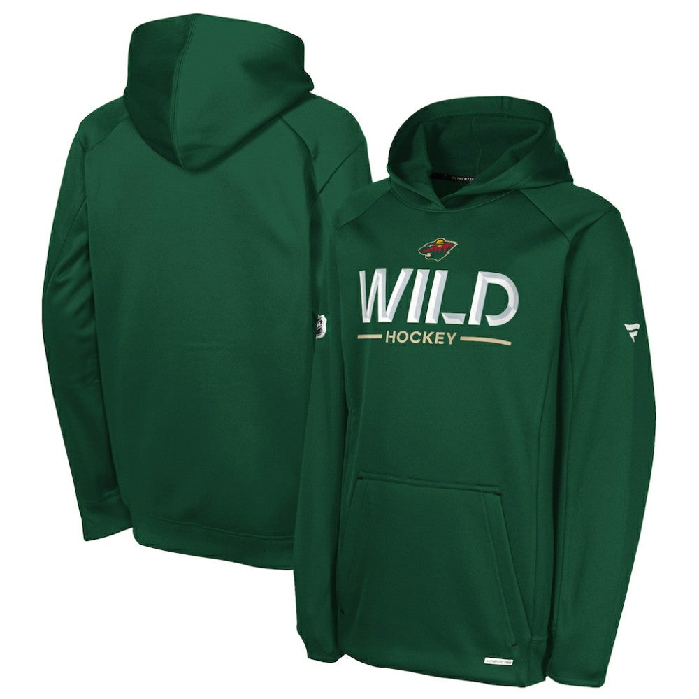 Minnesota Wild Fanatics Youth Authentic Pro Rink Raglan Hoodie - Green | Fanatics Lifestyle