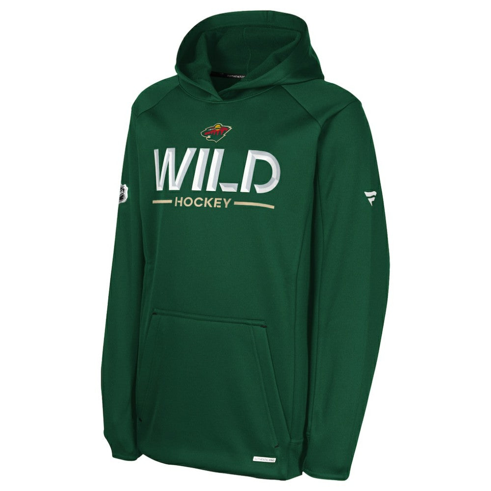 Minnesota Wild Fanatics Youth Authentic Pro Rink Raglan Hoodie - Green | Fanatics Lifestyle