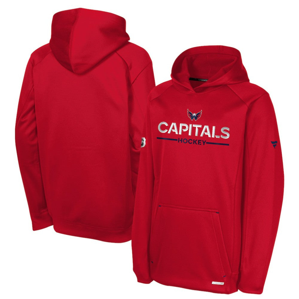 Washington Capitals Fanatics Youth Authentic Pro Rink Raglan Hoodie - Red | Fanatics Lifestyle