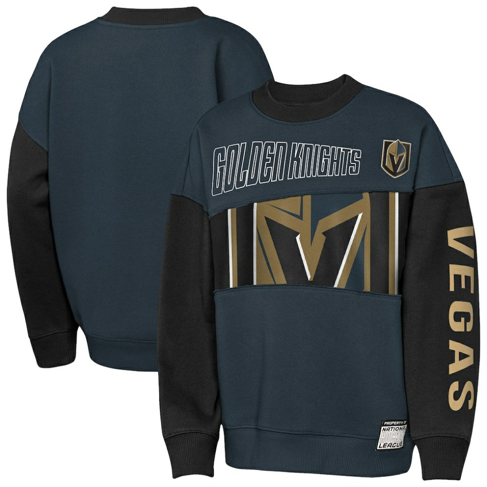 Vegas Golden Knights Outerstuff Youth Impact Player Sweatshirt - Steel/Black | NHL Clearance