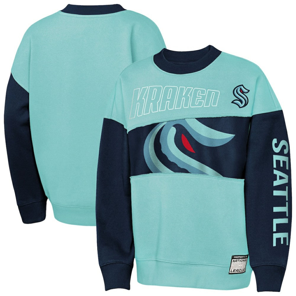 Seattle Kraken Outerstuff Youth Impact Player Sweatshirt - Light Blue/Deep Sea Blue | NHL on sale